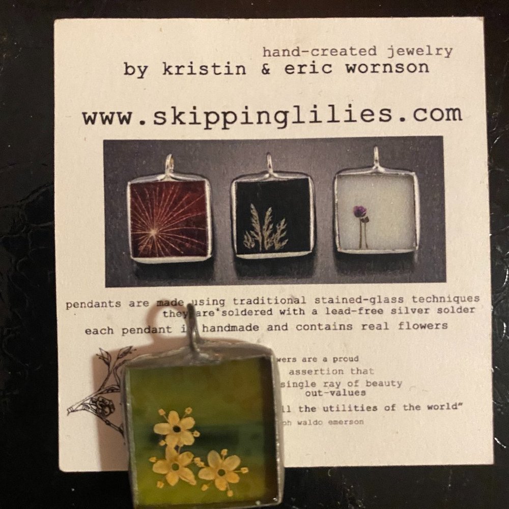 Botanical Jewelry Pendant:  Real Wildflowers